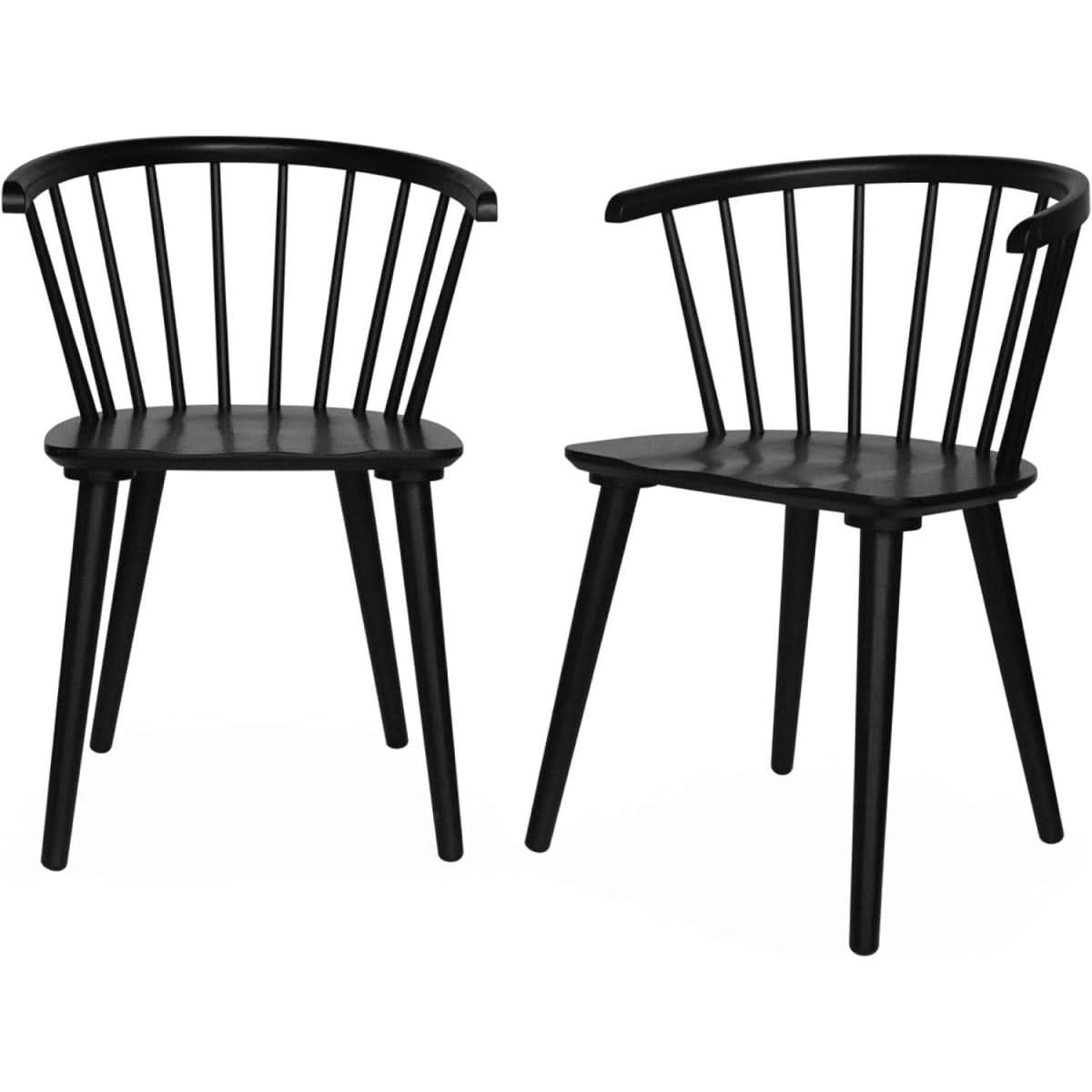 Lot 2 Chaises Bois Noir | Mousse - Designix Chaises