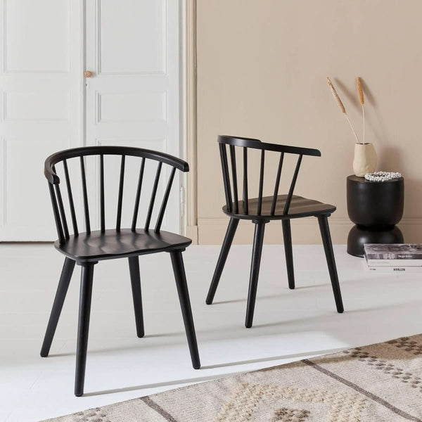2er-Set Stühle Holz Schwarz | Schaumstoff
