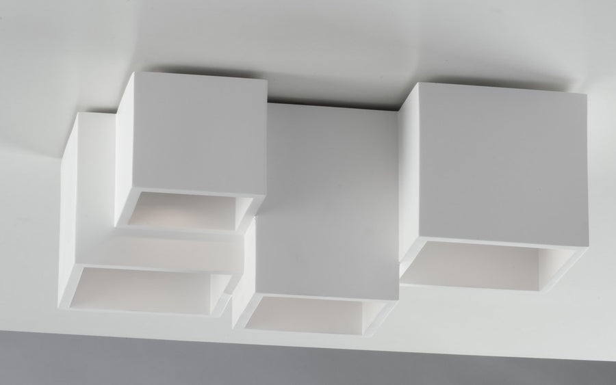 Plafonnier Foster blanc, plâtre, L 37 cm