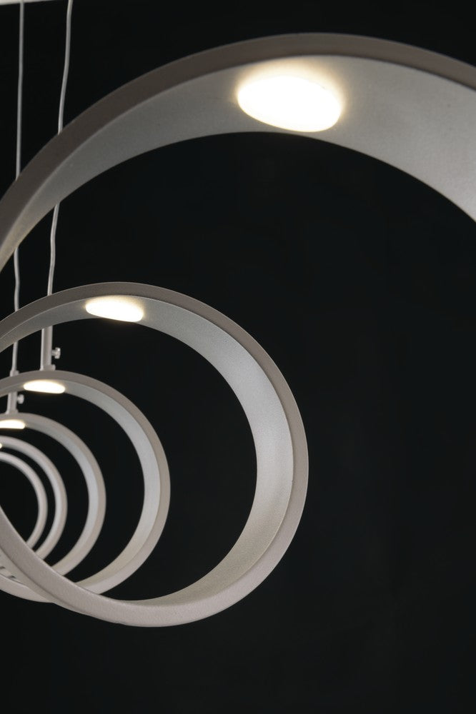 Suspension Helix blanche et argentée, L 125 cm