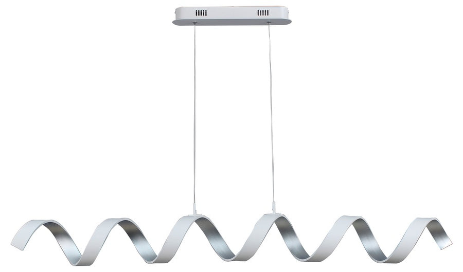 Suspension Helix blanche et argentée, L 125 cm