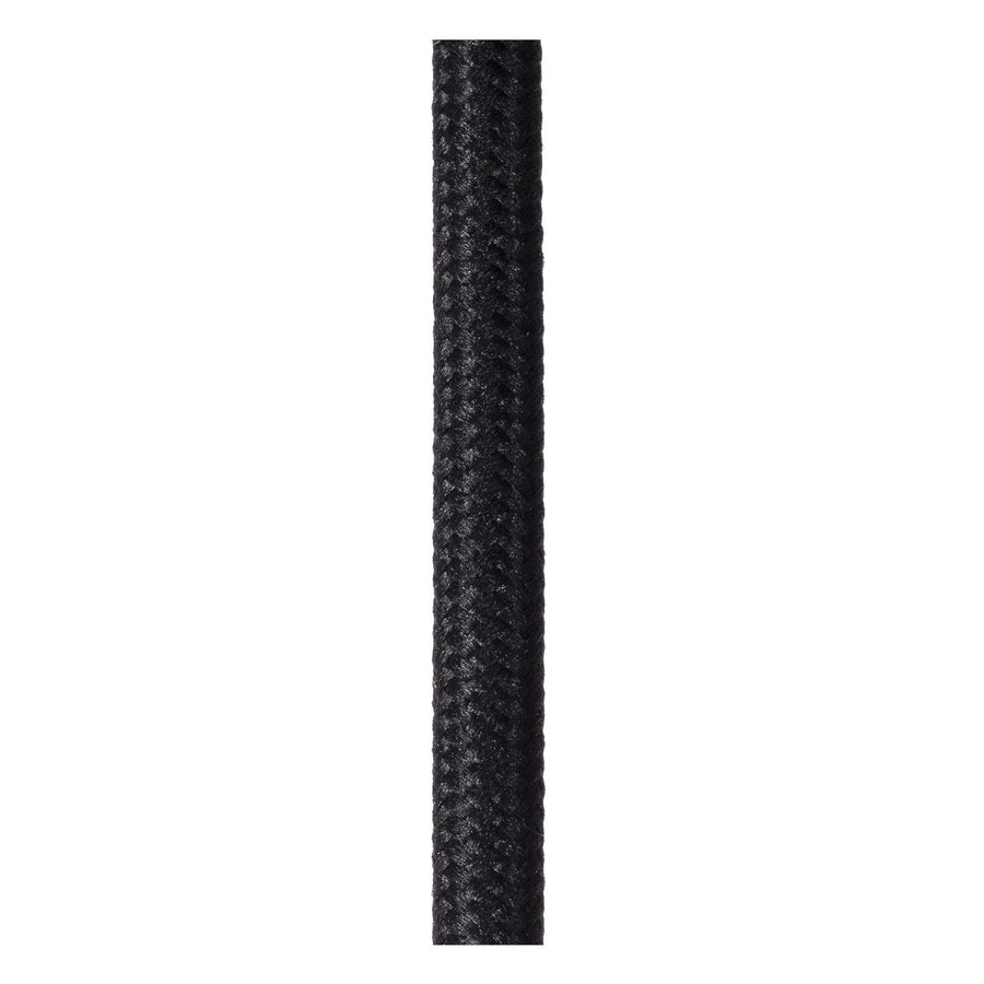 Détail du câble textile noir tressé maintenant la suspension