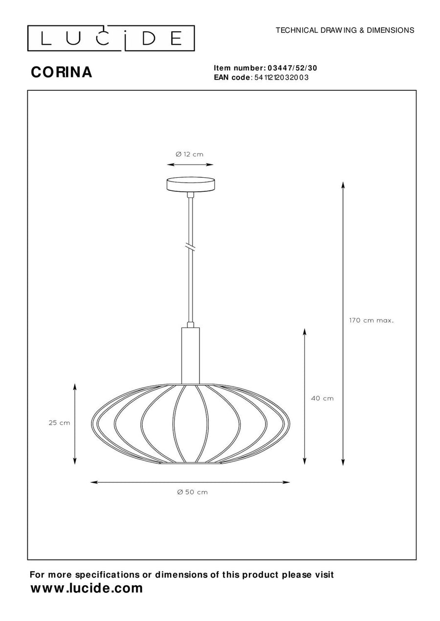 Suspension Corina noire et dorée mat, tissu