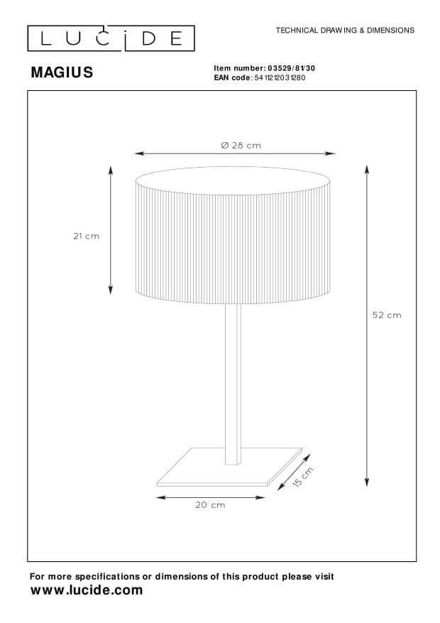 Lampe à poser Magius bois clair et noire, rotin