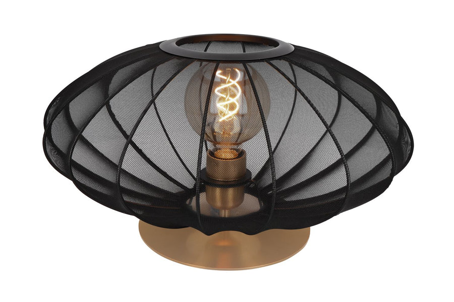 Lampe à poser Corina noire et dorée mat, tissu