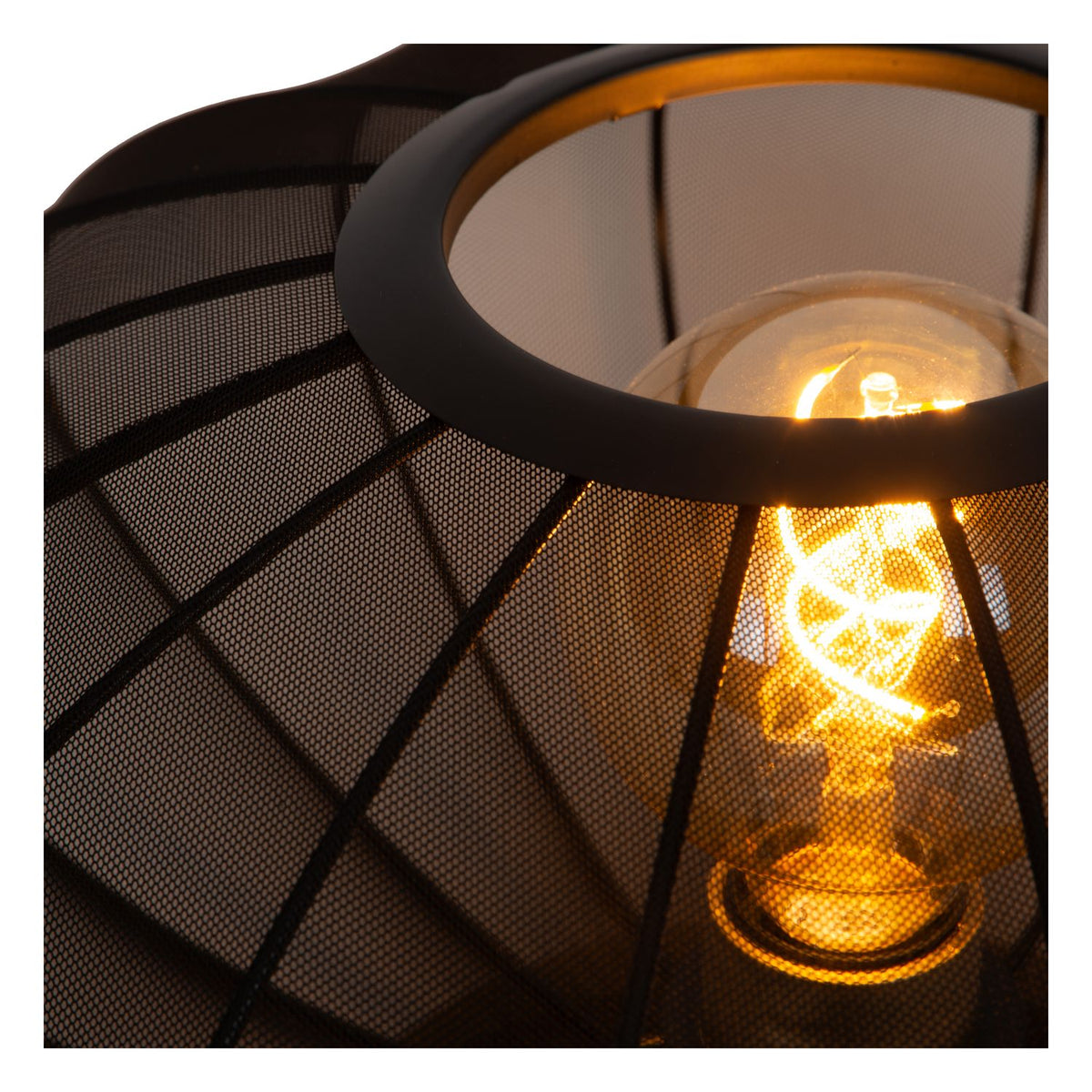 Lampe à poser Corina noire et dorée mat, tissu