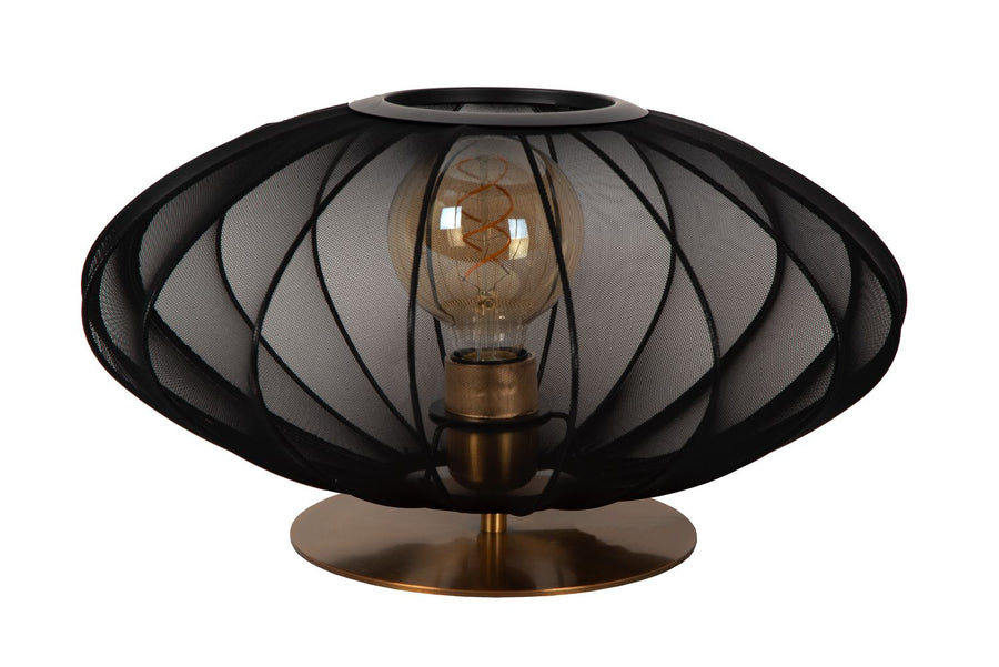 Lampe à poser Corina noire et dorée mat, tissu