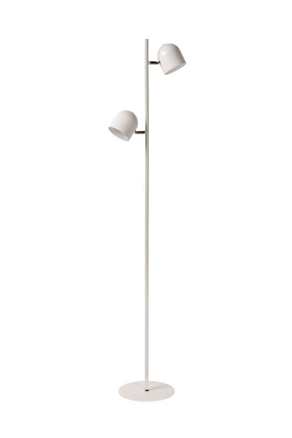 Seconde vue du produit sur fond blanc, lampadaire blanc à deux têtes orientables