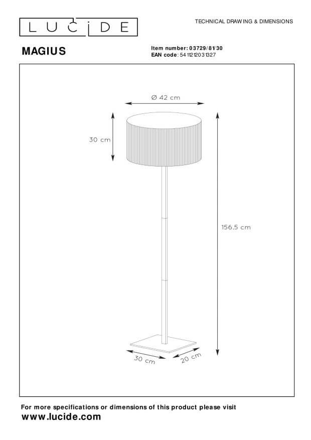 Lampadaire Magius bois clair et noir, rotin
