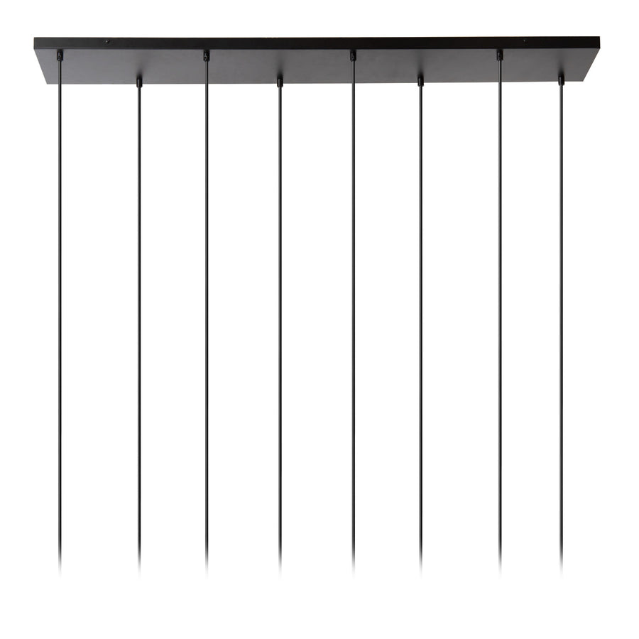 Détail du plateau de fixation noir et des huit câbles verticaux