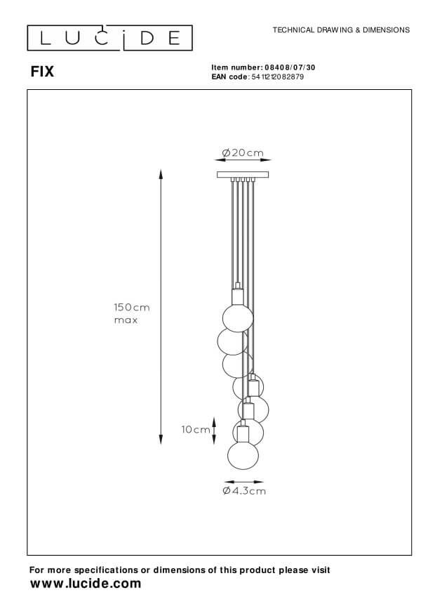 Suspension FIX 7 lumières noire