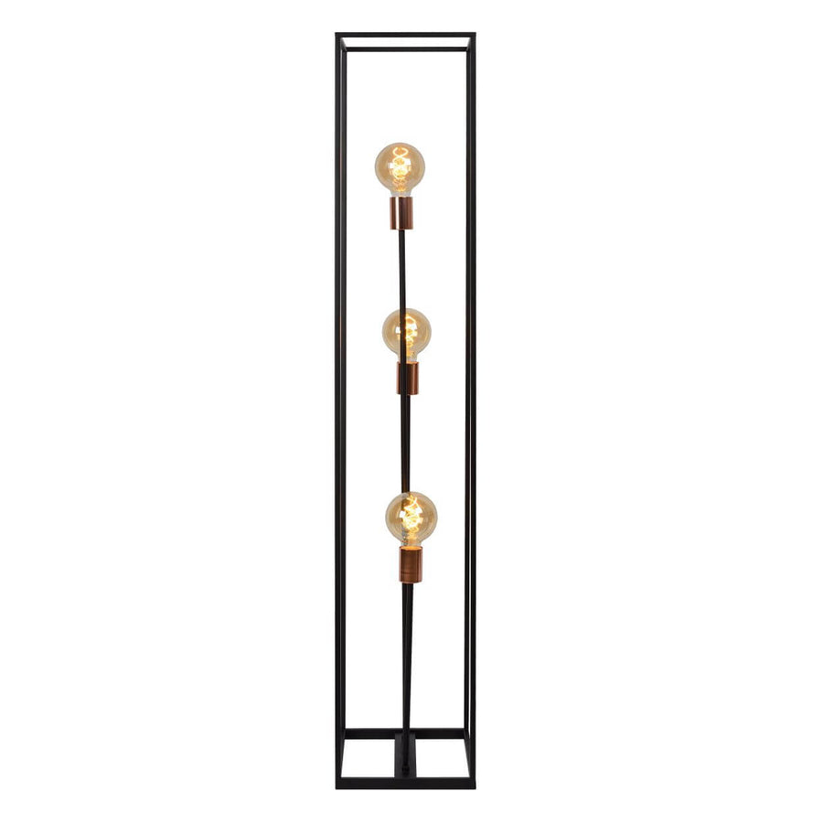 Lampadaire Arthur 3 lumières noir et cuivré