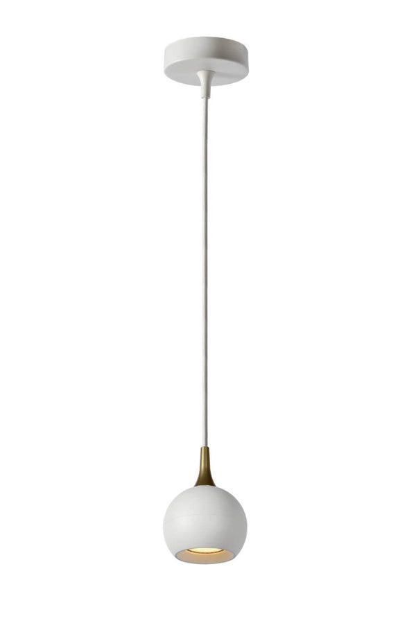 Suspension Favori blanche et dorée mat