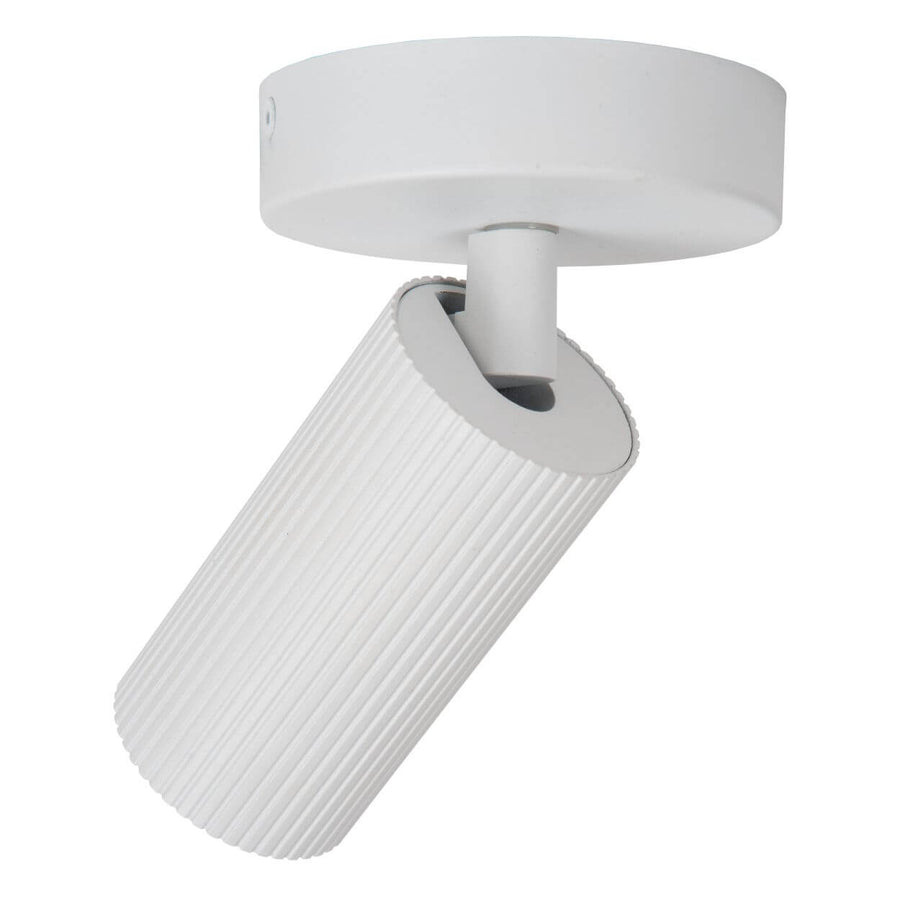 Détail de l'articulation et de la base, montrant l'orientation réglable du luminaire.