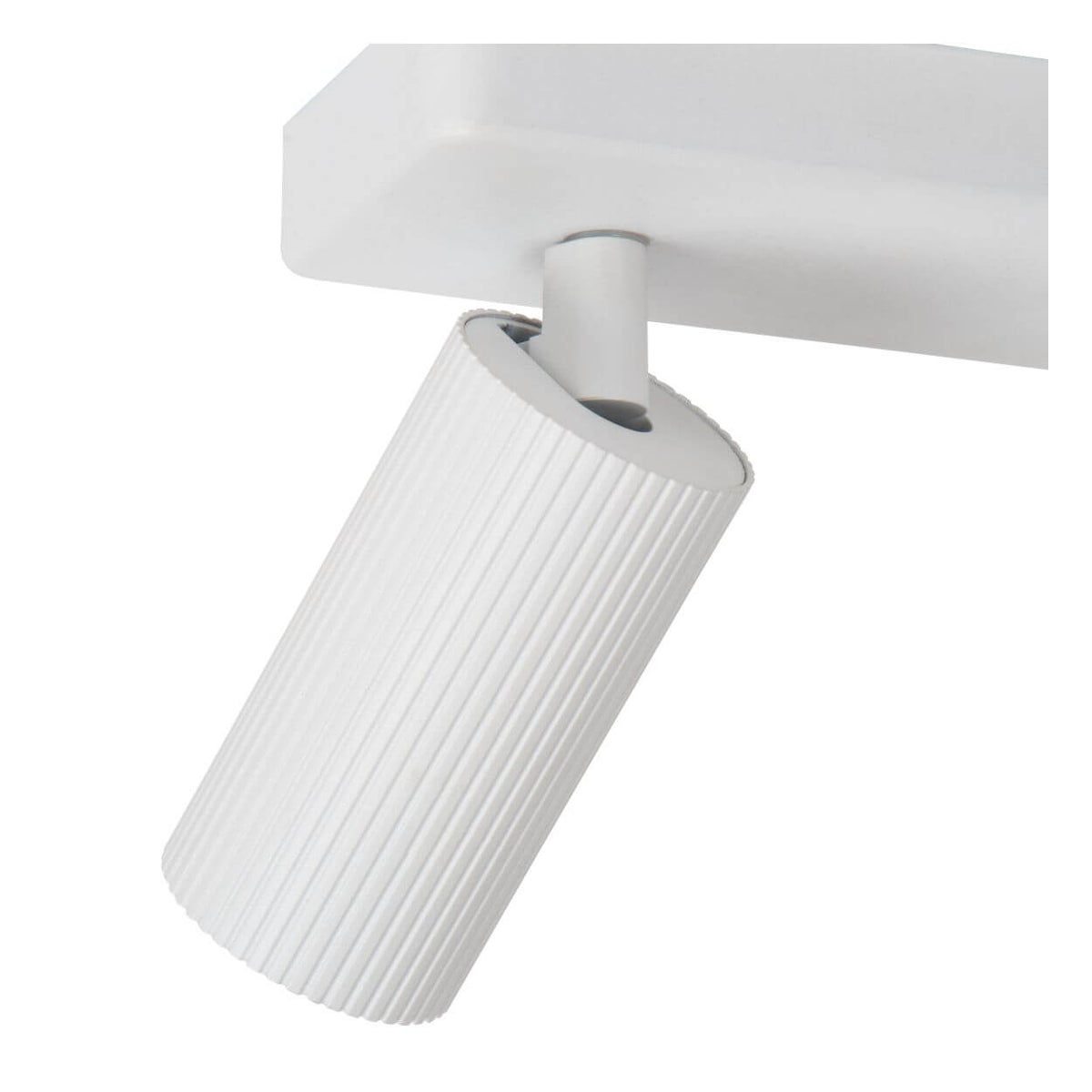 Détail rapproché de la rotule et du cylindre strié blanc, orienté vers le bas