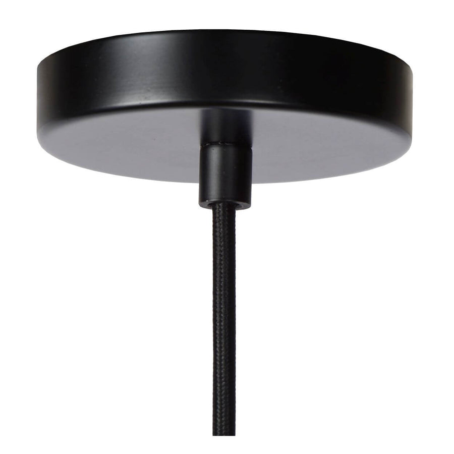 Suspension Yunkai bois clair et noire, rotin, Ø 50 cm