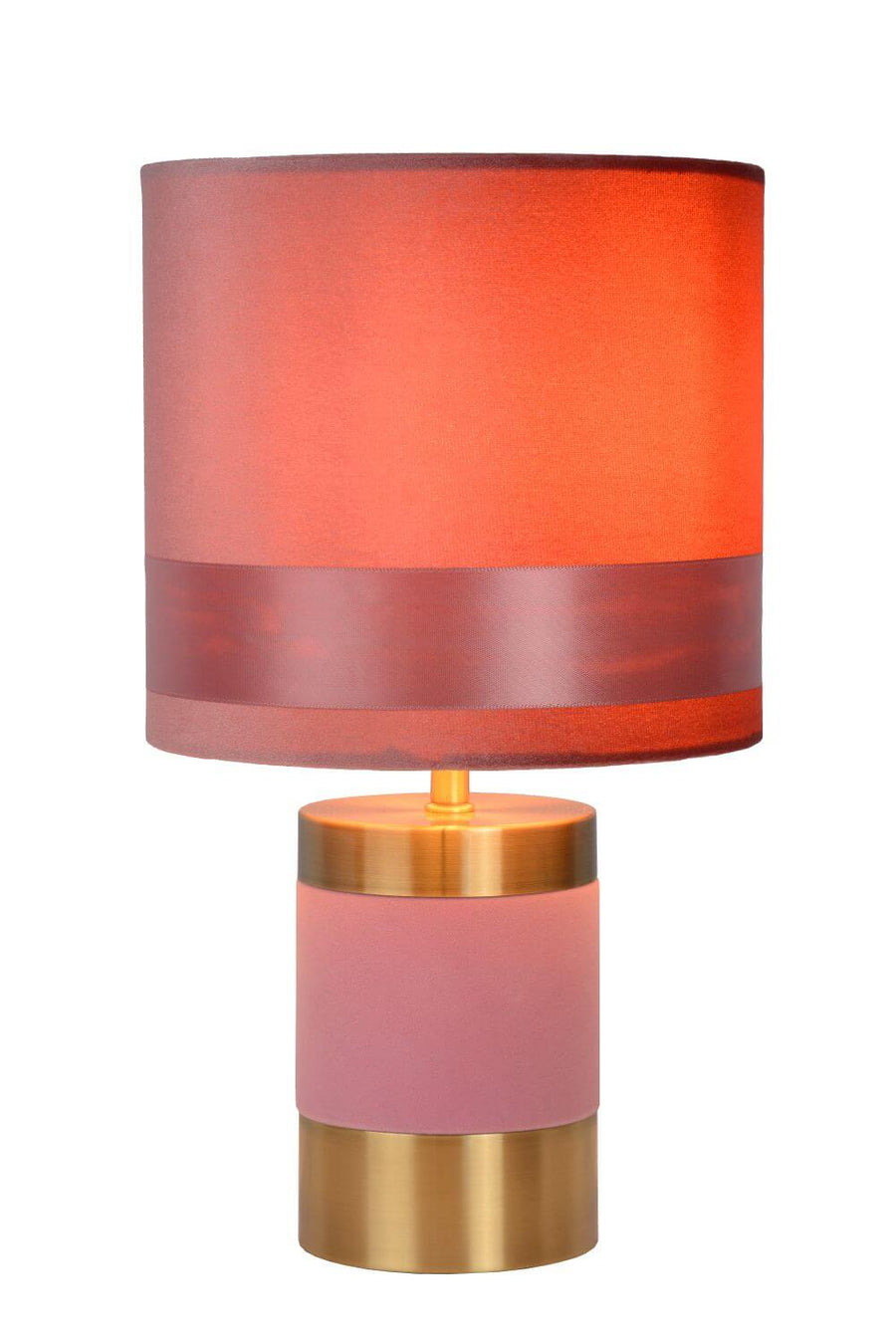 Lampe à poser Extravaganza Frizzle rose et dorée mat, coton