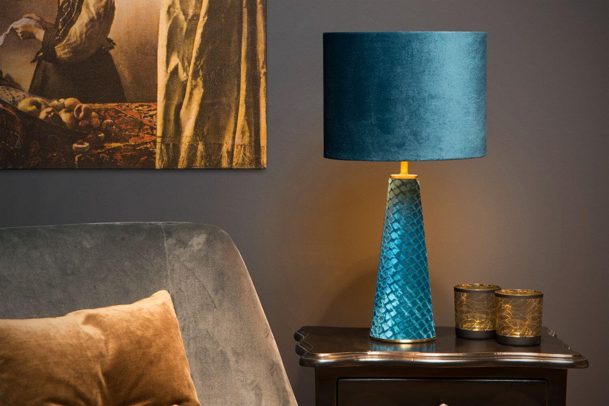 Lampe à poser Extravaganza Velvet turquoise, coton