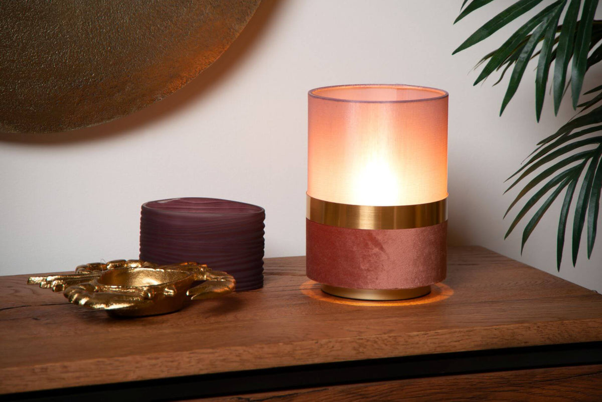 Lampe à poser Extravaganza Tusse rose et dorée mat, lin