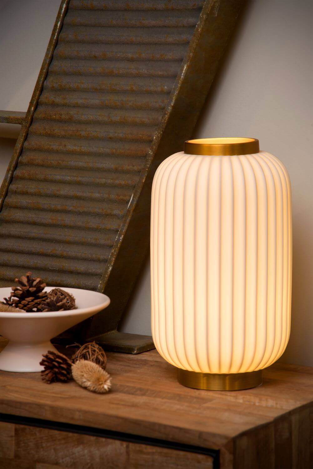 Lampe à poser Gosse blanche, porcelaine, H 33,7 cm