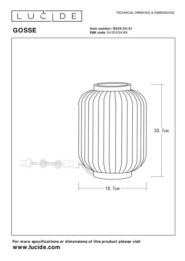 Lampe à poser Gosse blanche, porcelaine, H 33,7 cm