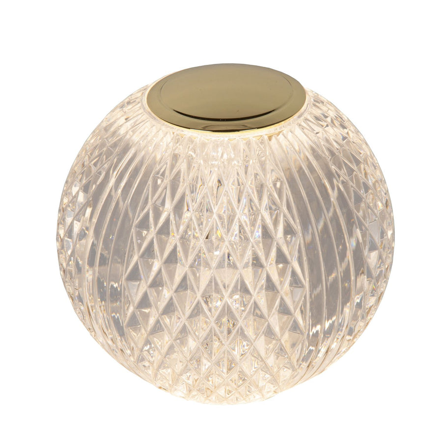 Lampe à poser Cintra transparente et dorée mat, Ø 9 cm