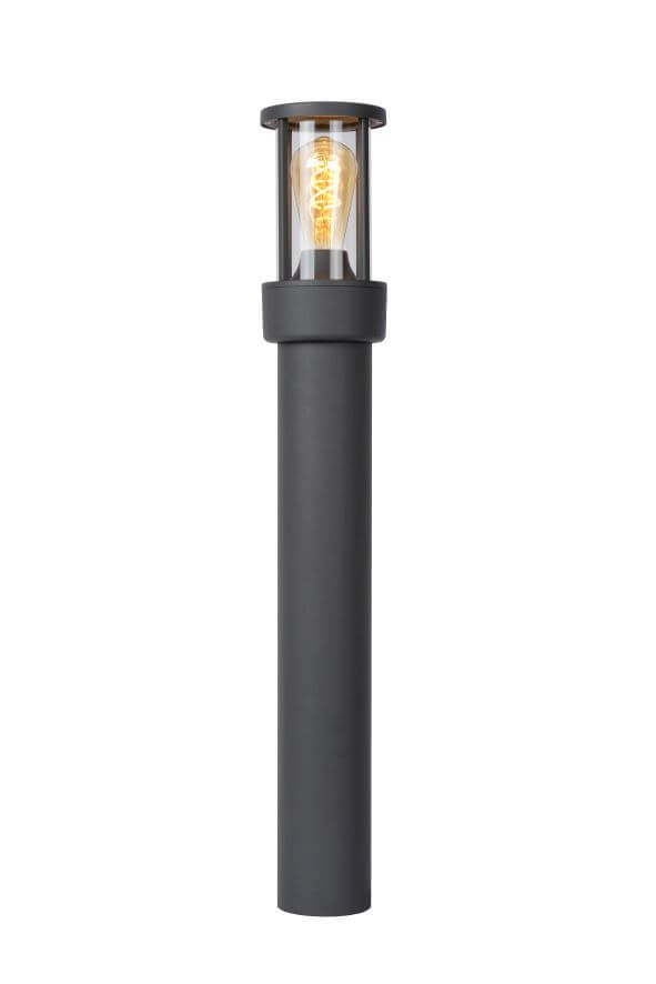 Produit sur fond blanc, borne cylindrique noire avec tête vitrée.