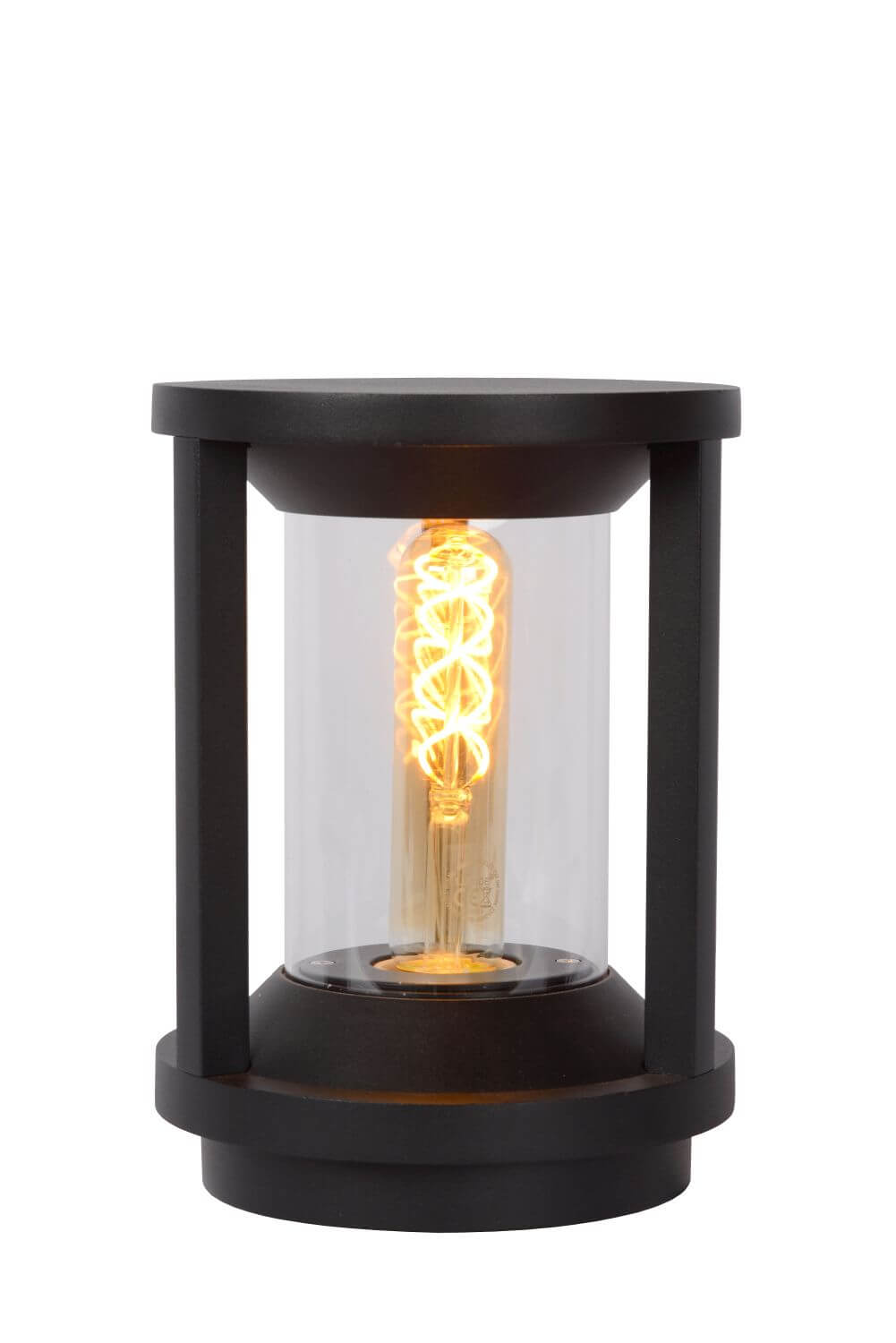 Produit présenté de face sur fond blanc, verre cylindrique et ampoule spirale