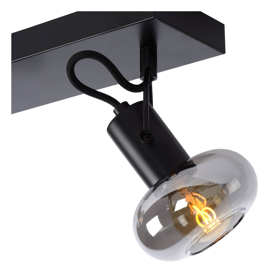 Plafonnier Madee 2 lumières noir et fumé, verre