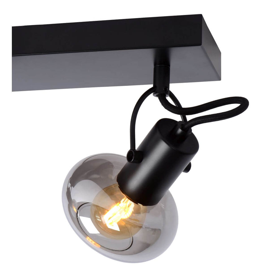 Plafonnier Madee 2 lumières noir et fumé, verre