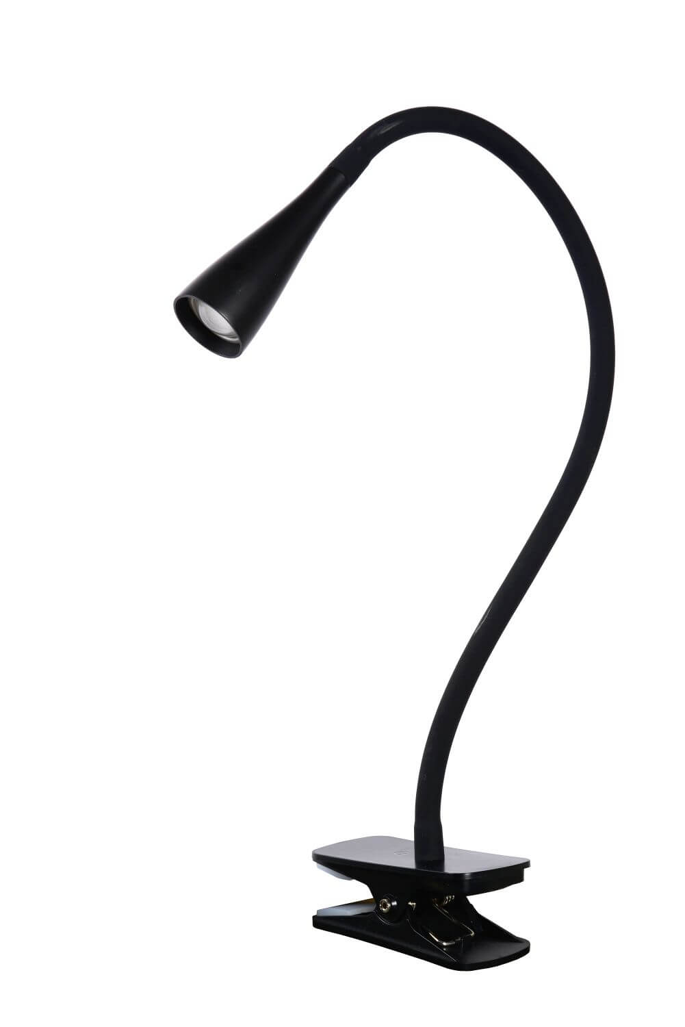 Luminaire vu de profil, projecteur allumé dirigé vers le bas