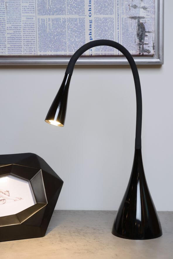 Lampe de bureau Zozy noire, H 70 cm