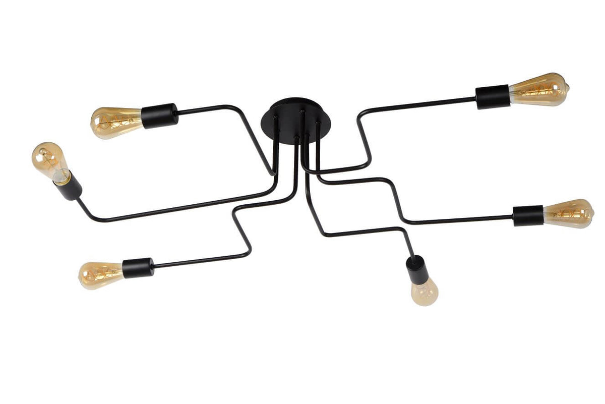 Plafonnier Lester 6 lumières noir