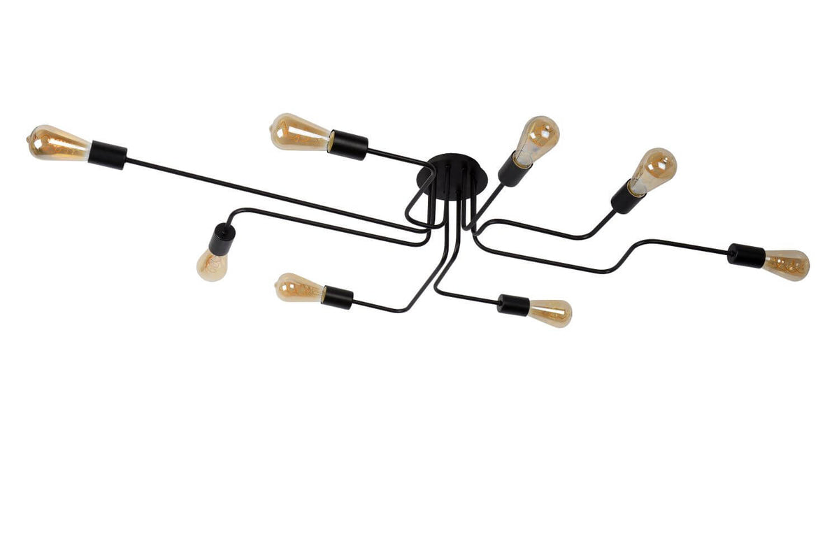 Plafonnier Lester 8 lumières noir