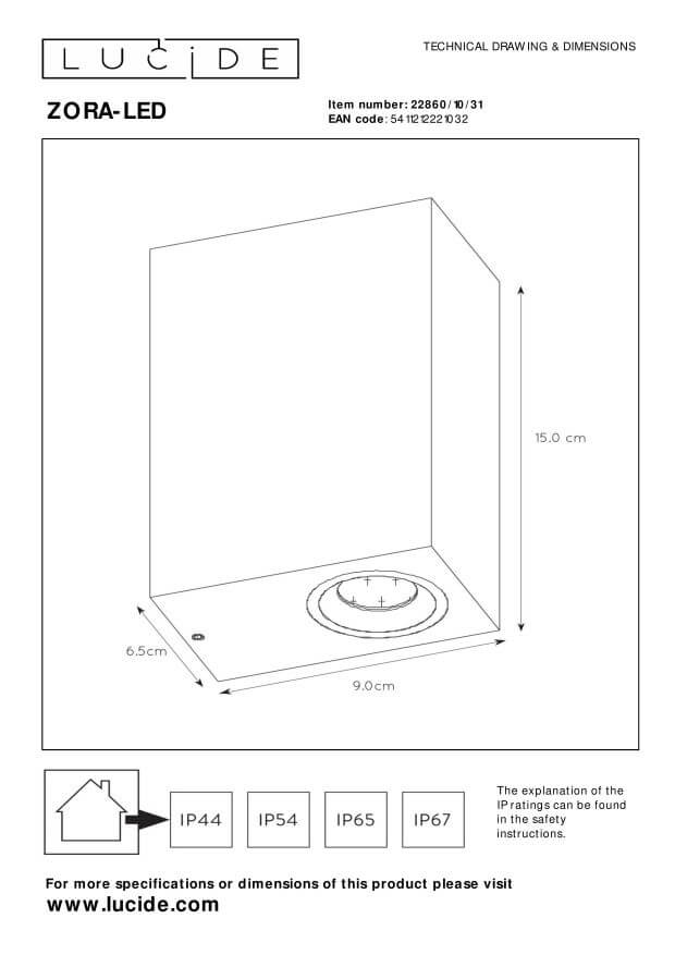Applique extérieure Zora 2 lumières blanche
