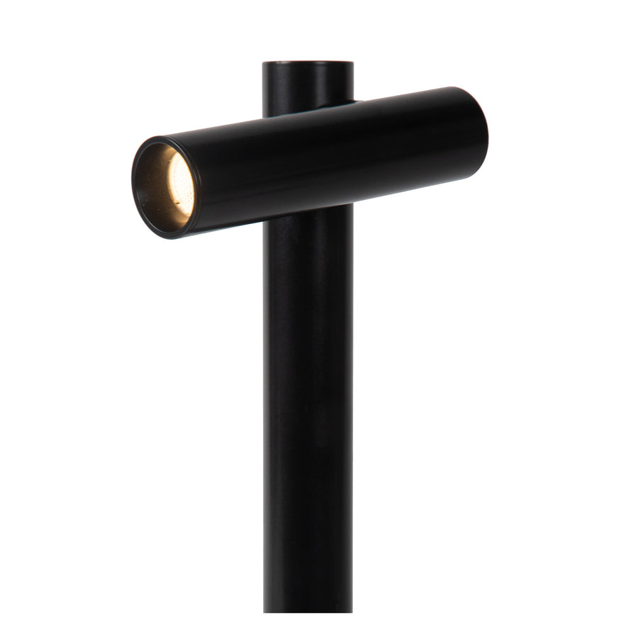 Détail de la tête cylindrique orientable, intérieur doré et LED allumée