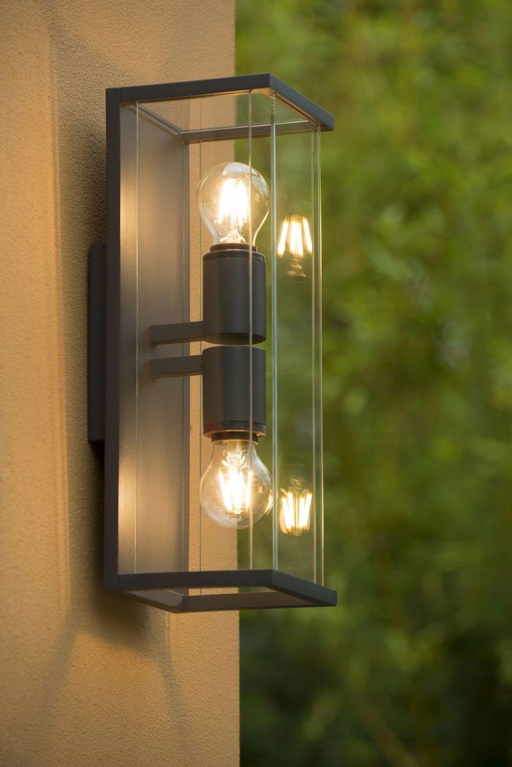 Applique extérieure Claire 2 lumières anthracite, verre
