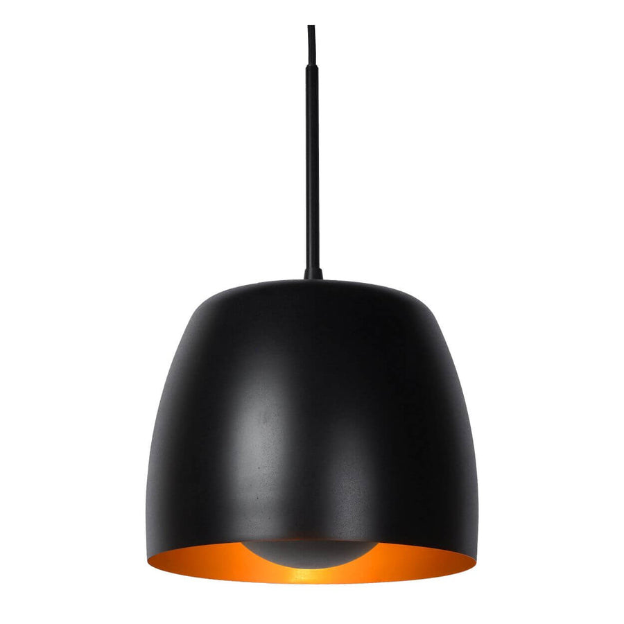 Suspension Nolan 3 lumières noire et dorée mat