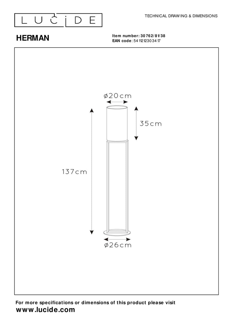 Lampadaire Herman beige et noir, coton