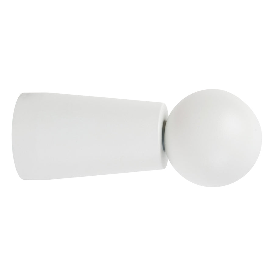 Vue arrière ou de profil de l’applique blanche non allumée, sphère unie.