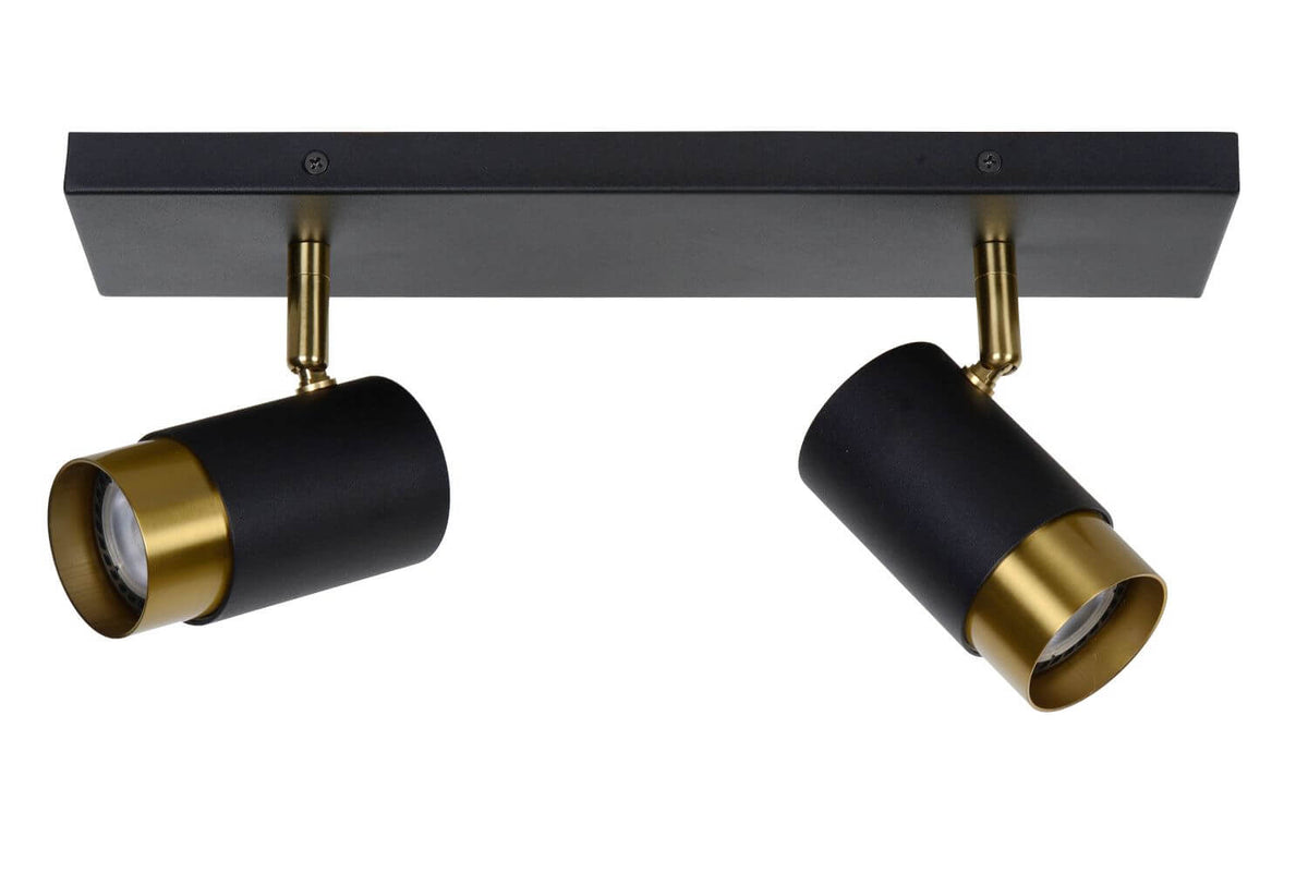 Plafonnier Floris 2 lumières noir et doré mat
