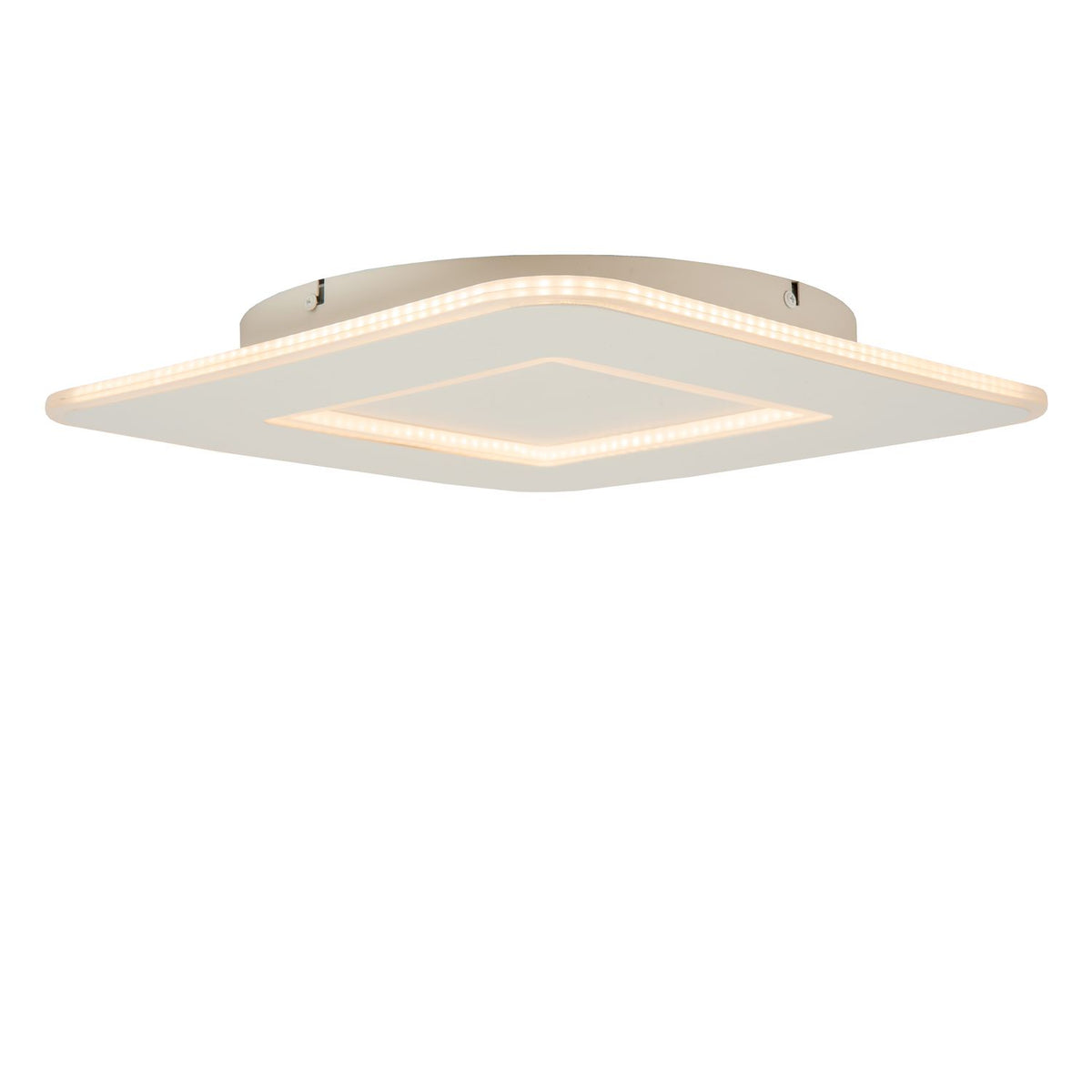 Vue de profil montrant le socle de fixation au plafond et les rubans LED