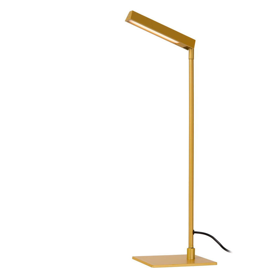 Lampe dressée presque verticale, tête plate éclairant vers le bas