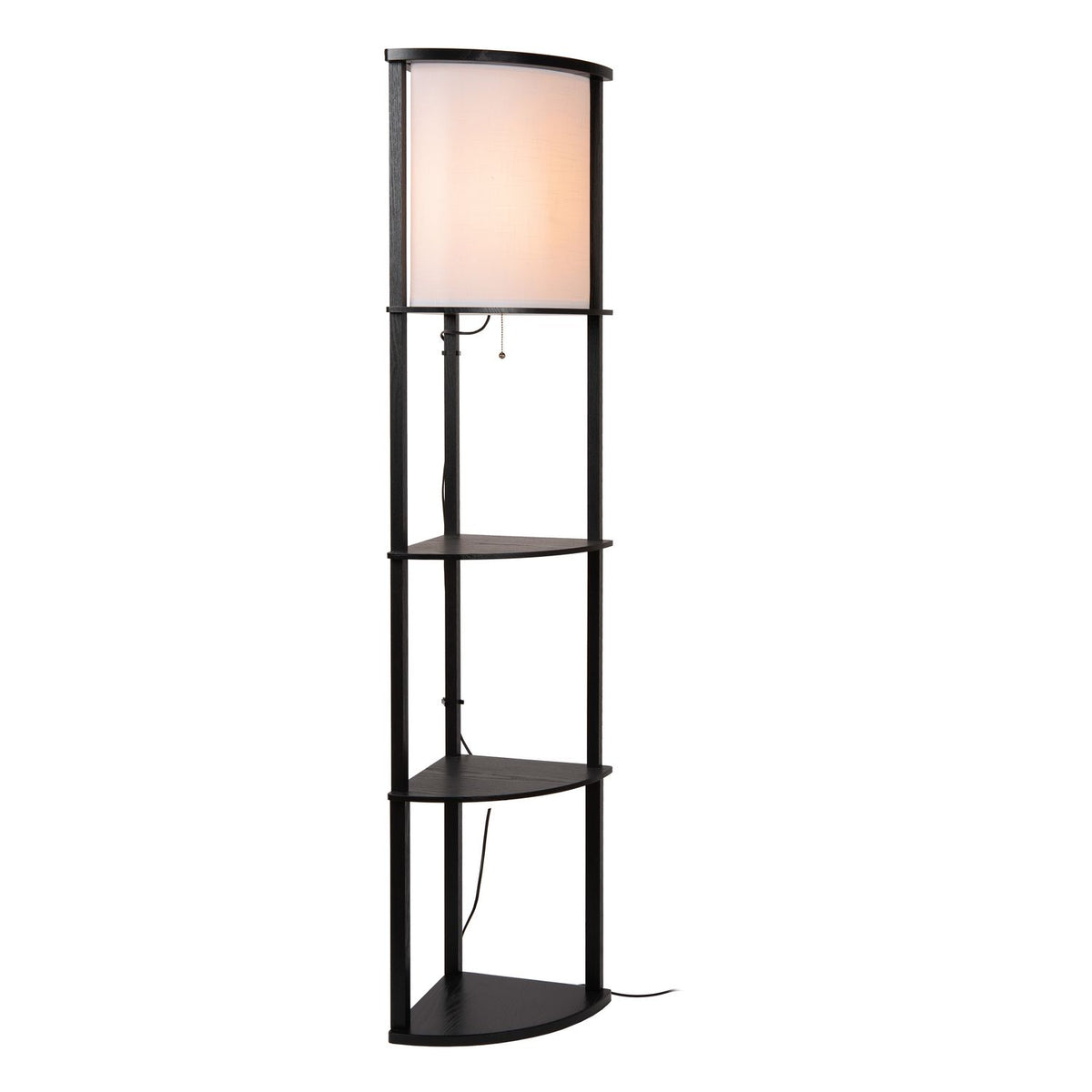 Lampadaire Menno noir et beige, coton, H 162,3 cm