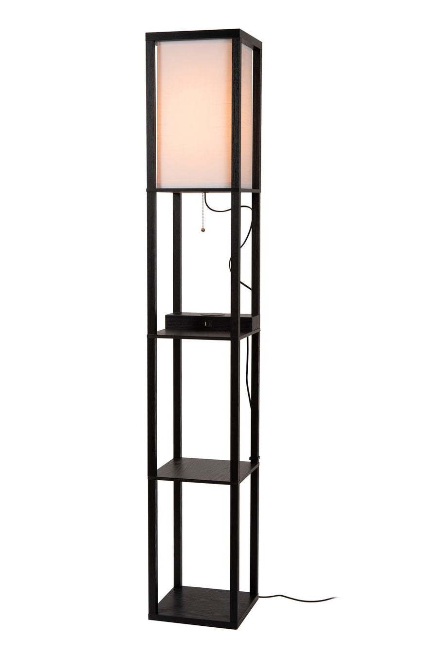 Lampadaire Menno noir et beige, coton, H 162,7 cm