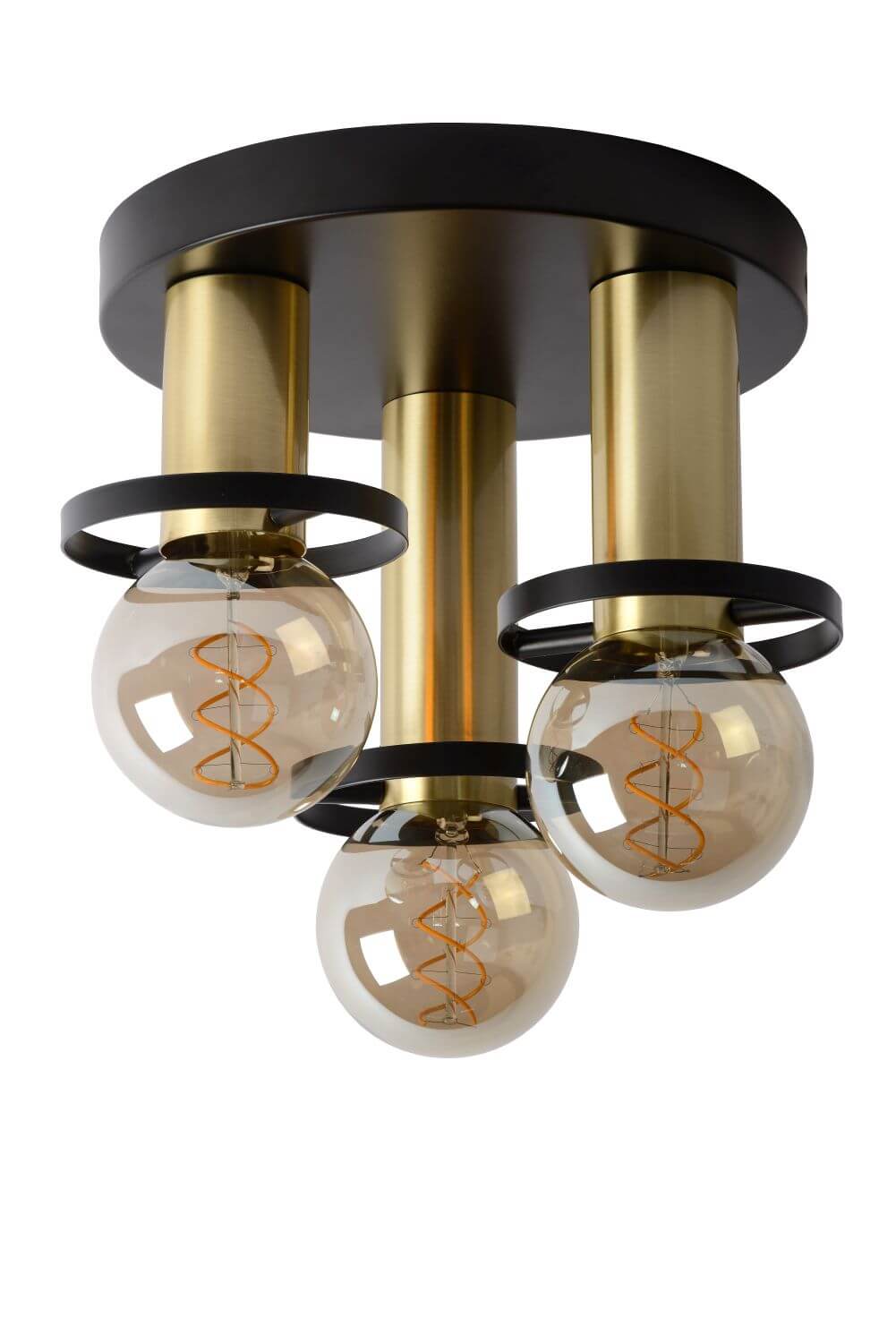 Autre vue du luminaire trois lumières, orientée pour montrer les cercles noirs.