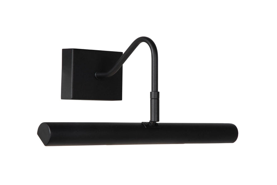 Vue de face de l'applique noire montrant la platine carrée et le tube
