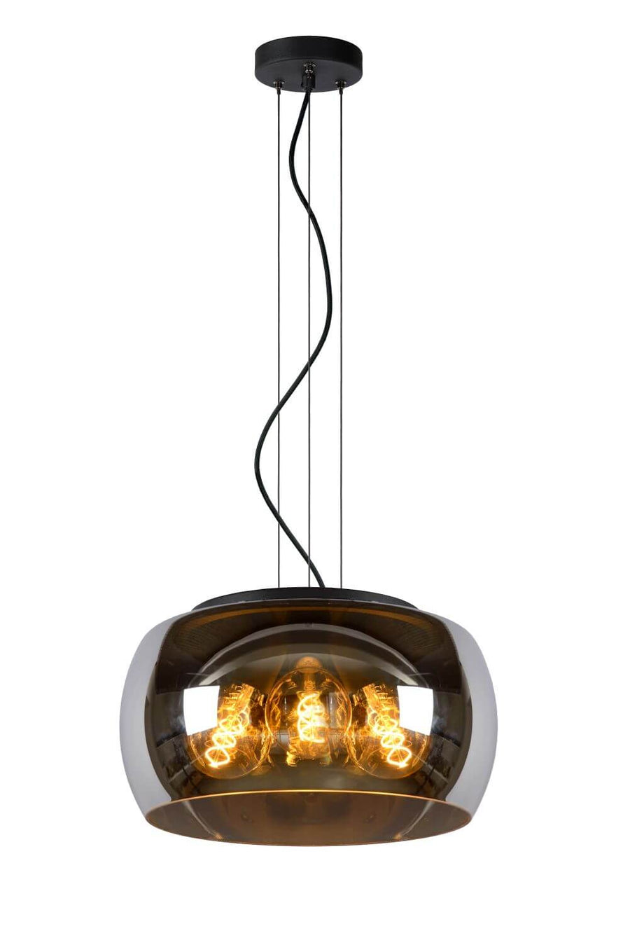 Suspension Olivia 3 lumières fumée et grise, verre (45401/40/65)