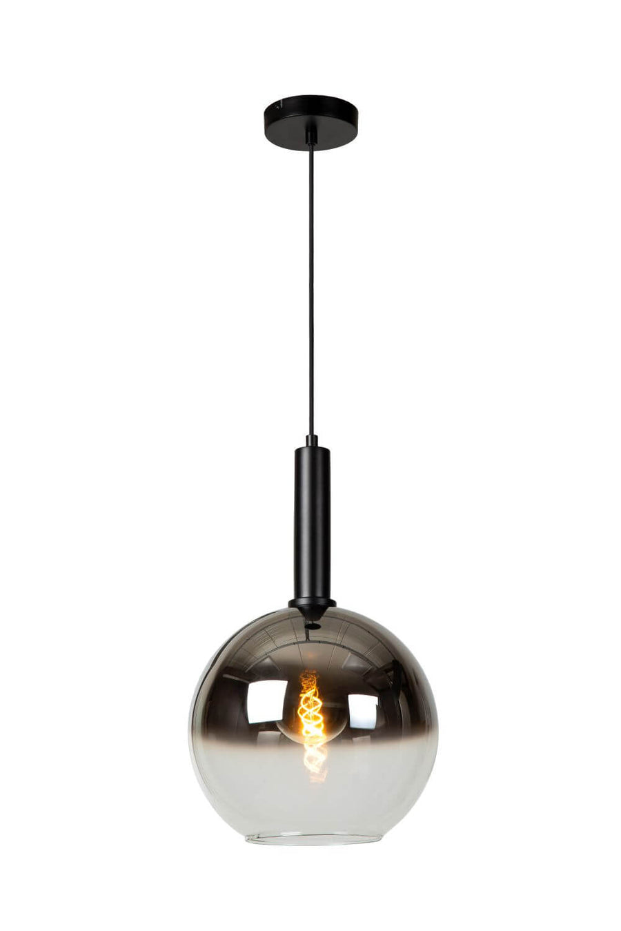 Suspension Marius noire et fumée, verre