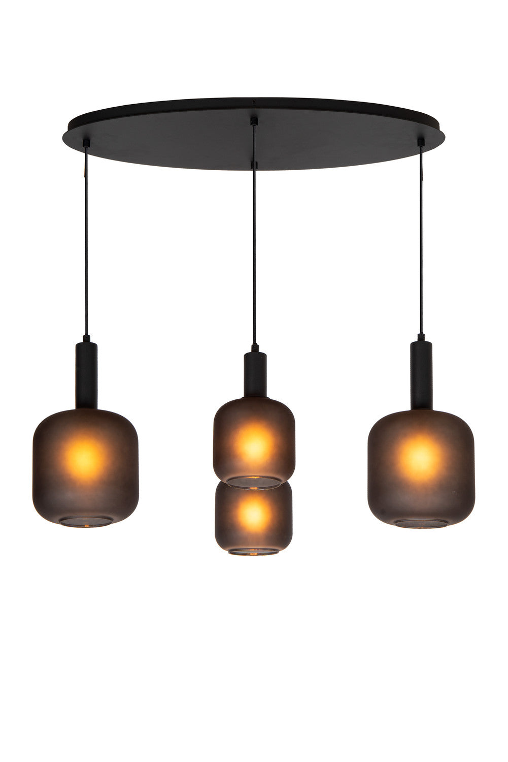 Suspension Eloise 4 lumières noire, verre